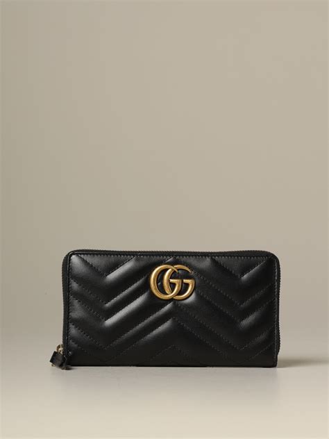 portafoglio gucci nero pelle|gucci portafoglio marmont.